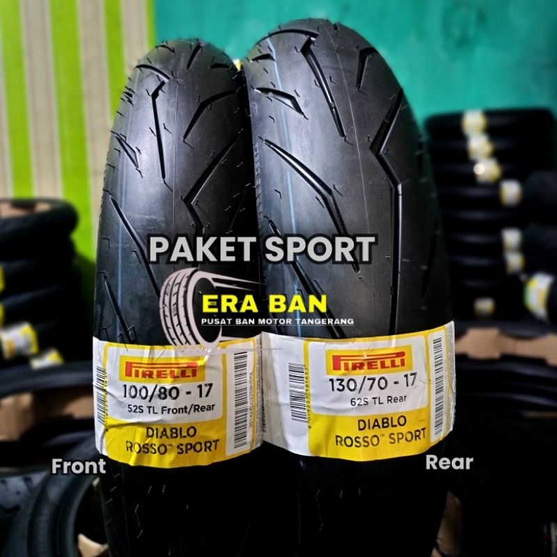 SEPASANG - Ban Pirelli Diablo Rosso Sport 100/80-17 & 130/70-17 For CB150R Vixion R15 dll