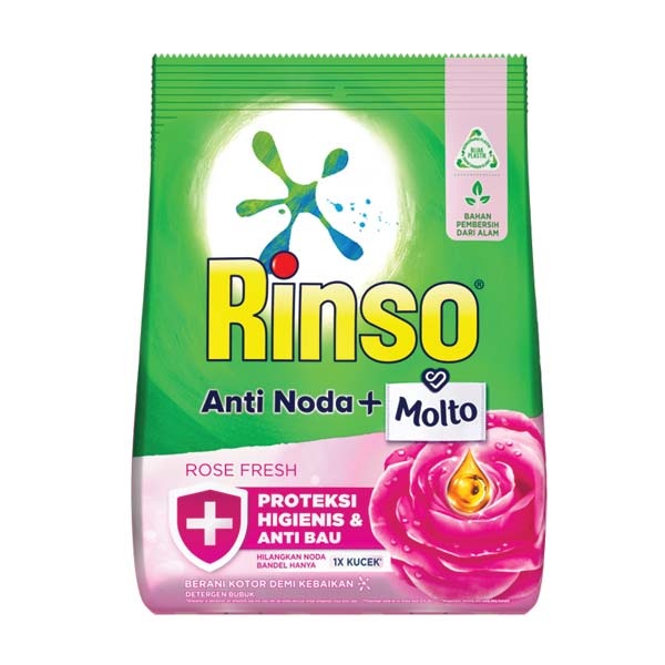 RINSO MOLTO  DETERGEN BUBUK  PINK  Detergen Antibakteri, dengan formulasi baru 99.99% bunuh bakteri 