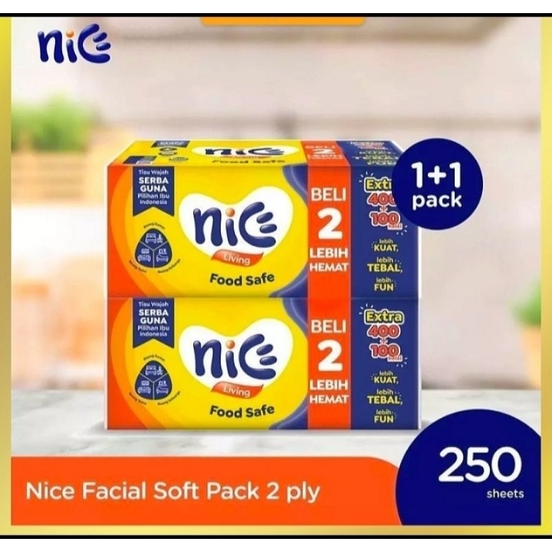 Tisu Nice Facial Soft Pack 500 Helai/250 Sheet (2 Pack)