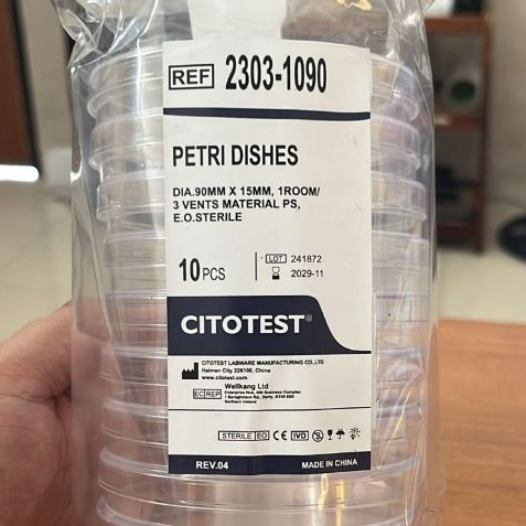 Cawan Petri 90 Petri Dish 90 x 15 mm isi 10 pcs Citotest Steril Lab Mikrobiologi