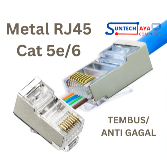 Konektor Metal RJ45 RJ 45 Anti Gagal (Tembus) Cat5e/6  (1 pack Isi 50pcs)