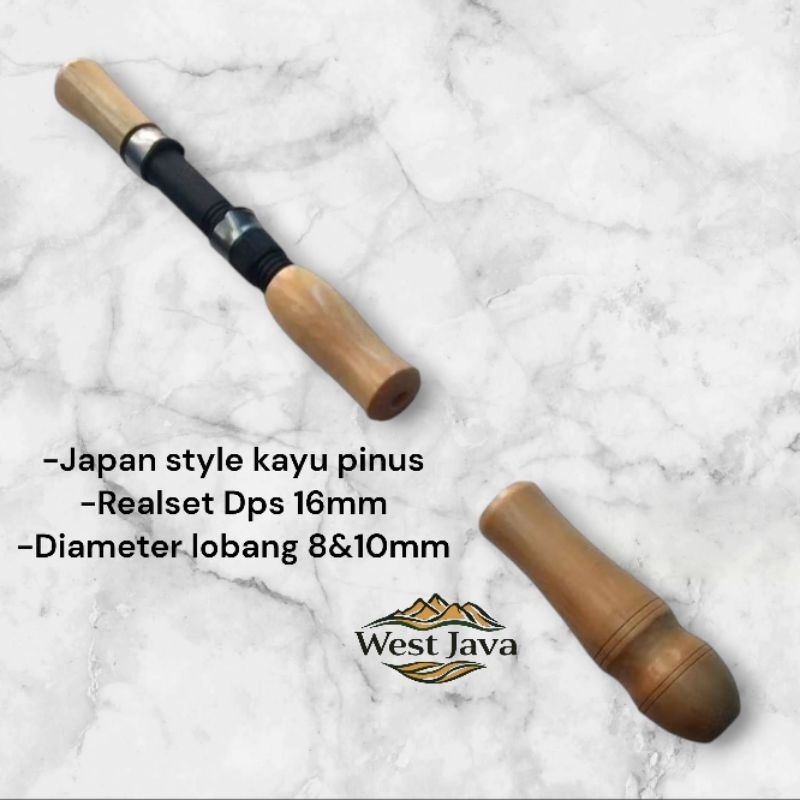 Gagang joran kayu Pinus plus realseat 16 Japan style