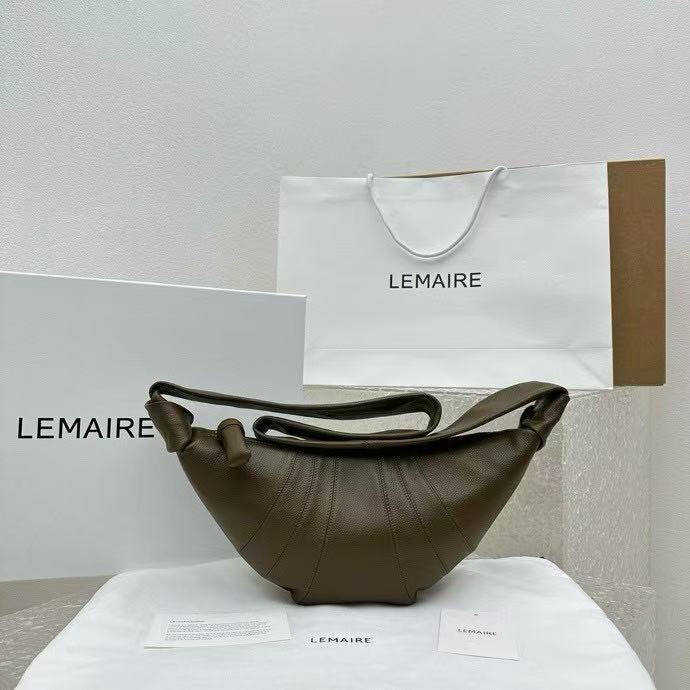 Lemaire Croissant Cross Shoulder Bag Small Lychee Pattern Brown 8820