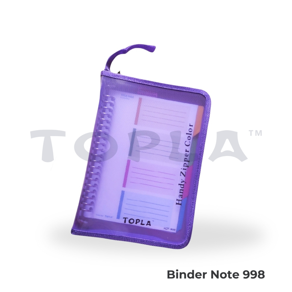 

TOPLA Binder Note Book Zipper (A5) BNT-998 / (B5) 988 Buku Catatan 20 Ring Besi Resleting Warna Murah