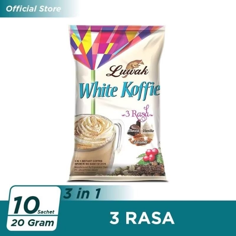 

Kopi Luwak White Koffie 3 Rasa Bag 10 x 20 Gram