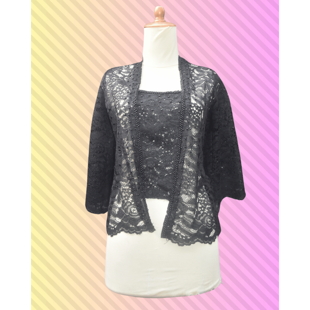 Kebaya Brokat Hitam Payet