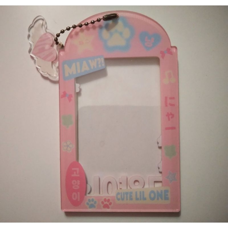 

[Two Sided] Acrylic Photocard Holder Pink & White Cat Meow | Cute Cahol Photocard Kpop Casing Acrylic Gantungan Hati Card Holder Lucu Kartu