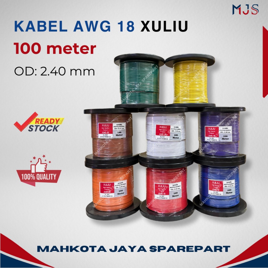 Kabel AWG 18 Xuliu 100 meter / merah / putih / biru / kuning / hijau / ungu / orange / coklat