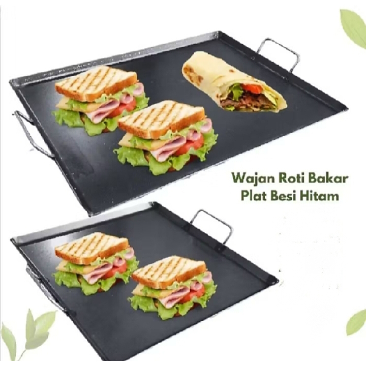 Wajan Persegi Plat besi hitamKuat Panggangan Roti Bakar / Panggangan Roti Bakar free pisau kape