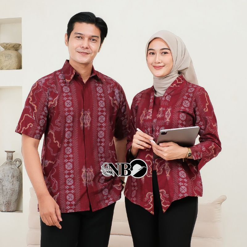 Blouse Atasan Baju Batik Couple Model Kebaya Motif Songket | Outer Batik Kopel | Batik Seragaman | B