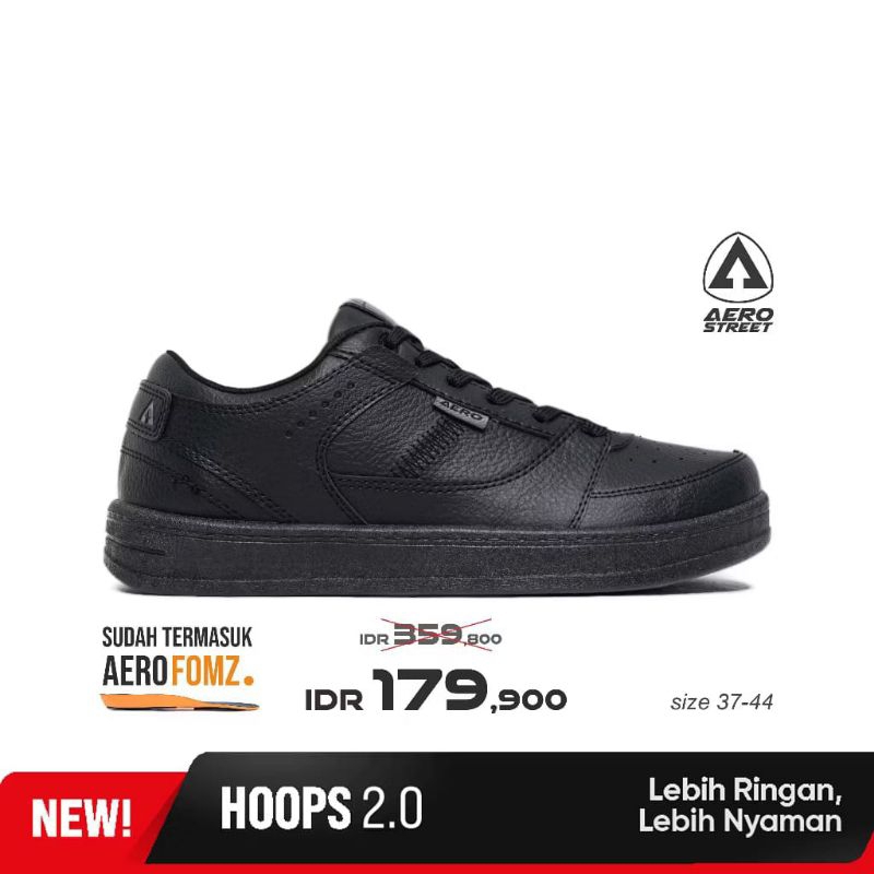 Aerostreet 37-44 Hoops Low All Black  - Sepatu Sneakers Casual