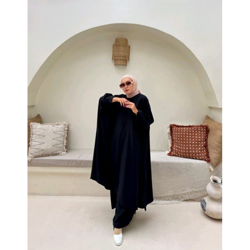 Set kulot rea - long tunik dan kulot bahan arabian premium