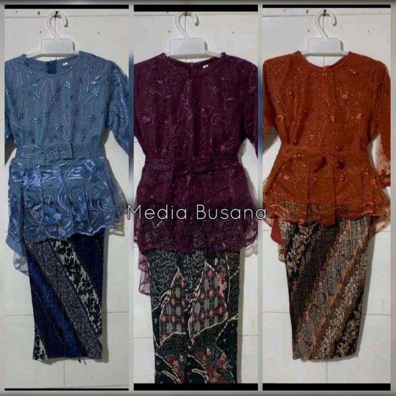 Media Busana - Set Kebaya Anak Perempuan Tanggung 5-12 Tahun / Kebaya Aurora pita Anak / kebaya Anak