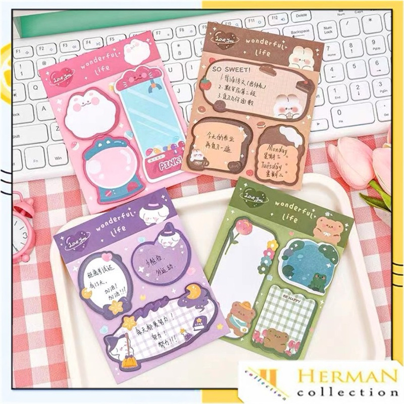 

Sticky Notes Motif kelunci beruang 3in1 Tempelan Kertas Catatan Memo Note Korean Mini Book Karakter Lucu