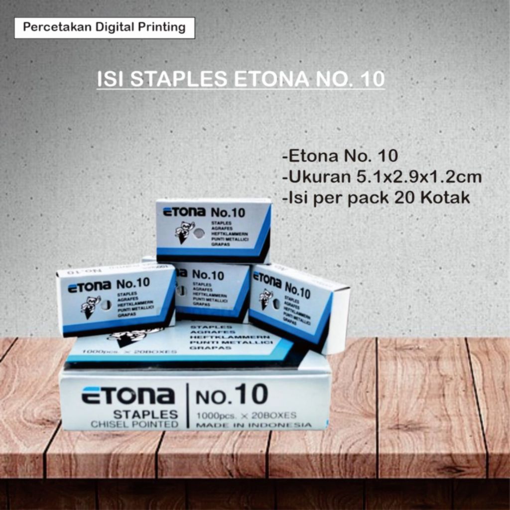 

ISI STAPLES ETONA NO. 10 / ISI STAPLER NO. 10 / ISI STAPLES ETONA / ALAT TULIS KANTOR / PERLENGKAPAN SEKOLAH / PERALATAN SEKOLAH / ATK