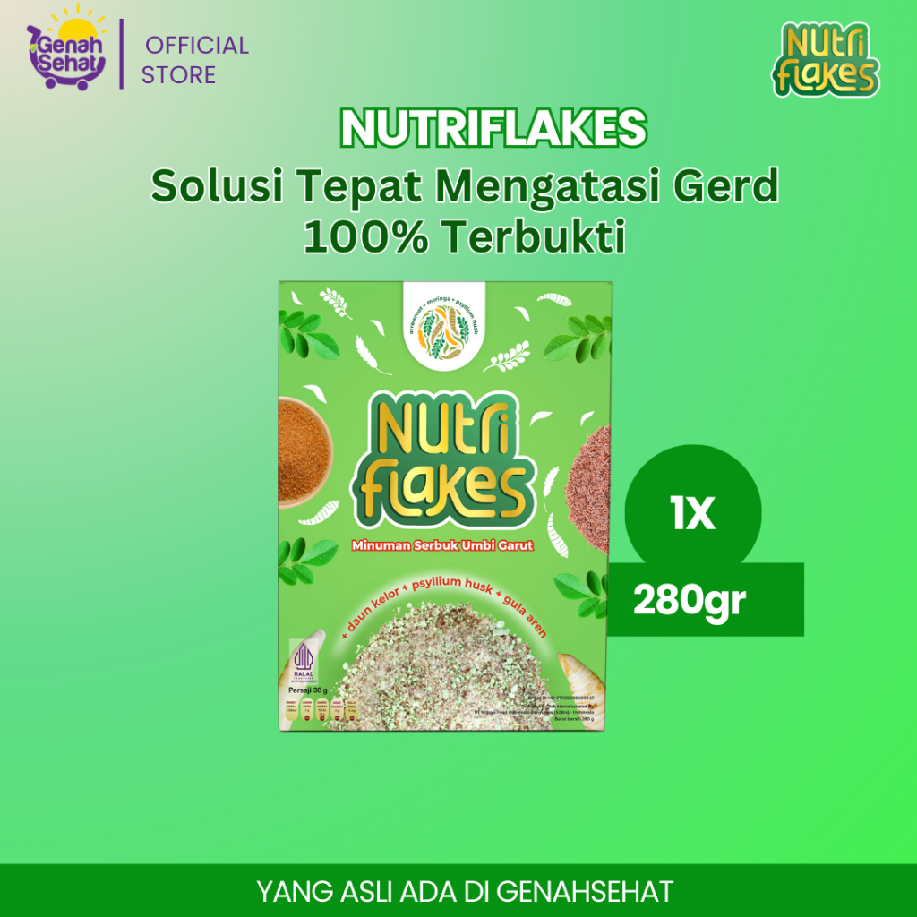 

Nutriflakes Sereal Umbi Garut Solusi Aman Atasi Asam Lambung (1 Box)