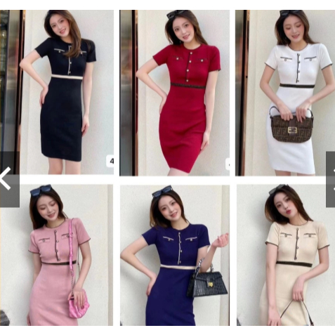 AJ 01 Dress Wanita Casual Rajut Lengan Pendek | Mini Dress Korean Style Elegan | Drees Simple Elegan