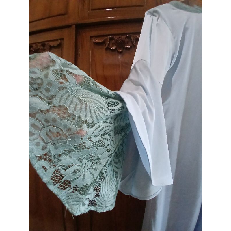 PL dress baby blue silk mix brokat