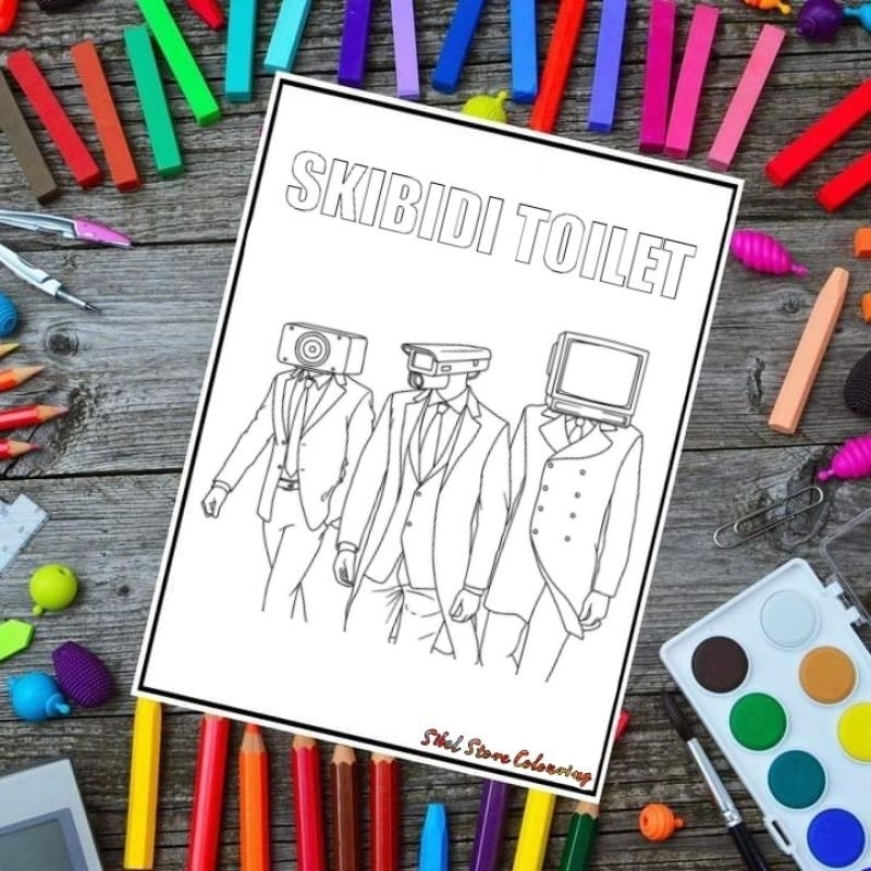 

Kertas Gambar Mewarnai Skibidi Toilet isi 10 Lembar / Kertas Gambar Tebal Bisa Pakai Cat Air, Spridol & Crayon