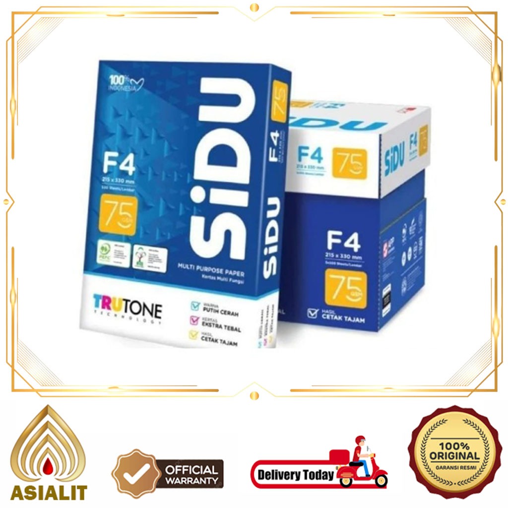 

Kertas HVS F4 Sinar Dunia 75 Gram Kertas SIDU 75gr 1 Box 5 Rim Print Foto Copy