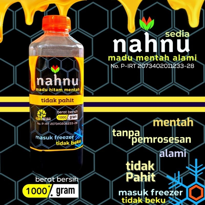 

Madu nahnu madu hitam mentah alamii, masuk freezer tidak beku, tidak pahit 1000g