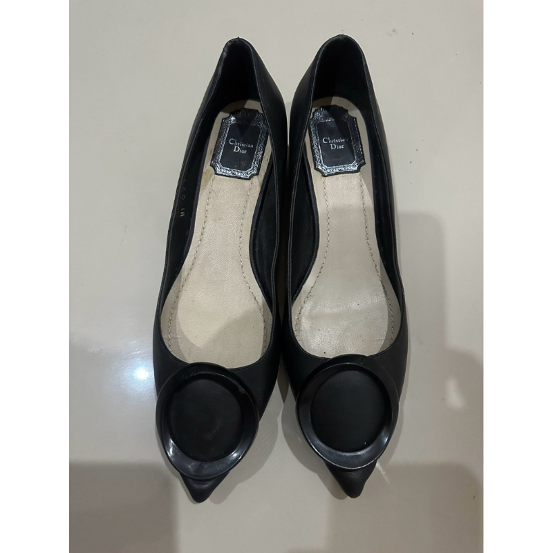 SEPATU KERJA PRELOVED MERK DIOR WARNA HITAM SIZE 38 INSOLE 24CM HAK 5CM