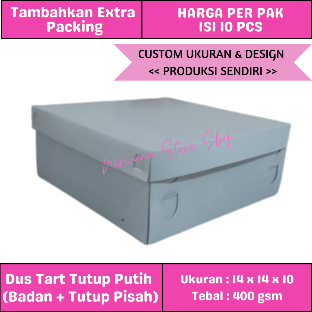 

(10 Pcs) Dus Tart Putih 14x14x10 / Dus Kue / Kotak Kue / Box Kue
