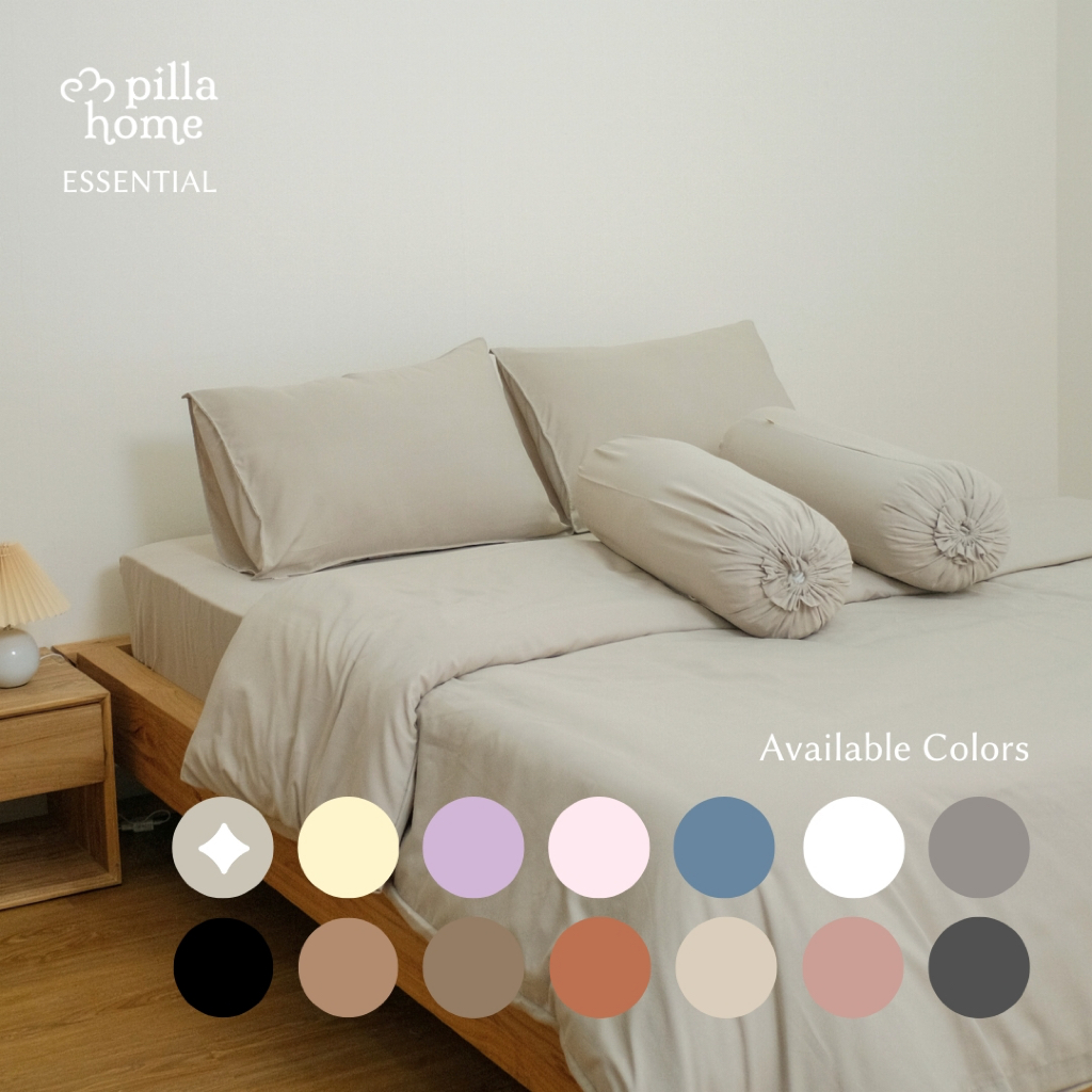Pilla Home Sprei Set 180x200 Essential Seprei Polos Aesthetic King | Halus Katun Homemade Anti Geser