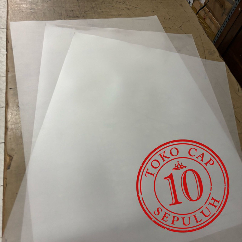 

Plastik mika kaku PP sheet sampul cover agenda 70x100cm tebal 0,5mm warna transparent doff RJ4