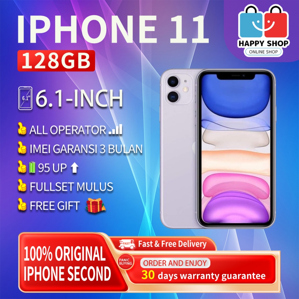 iPhone 11 128GB Fullset Second/Bekas Original100% EX-INTER 6.1"OLED Mulus Normal Like New Handphone