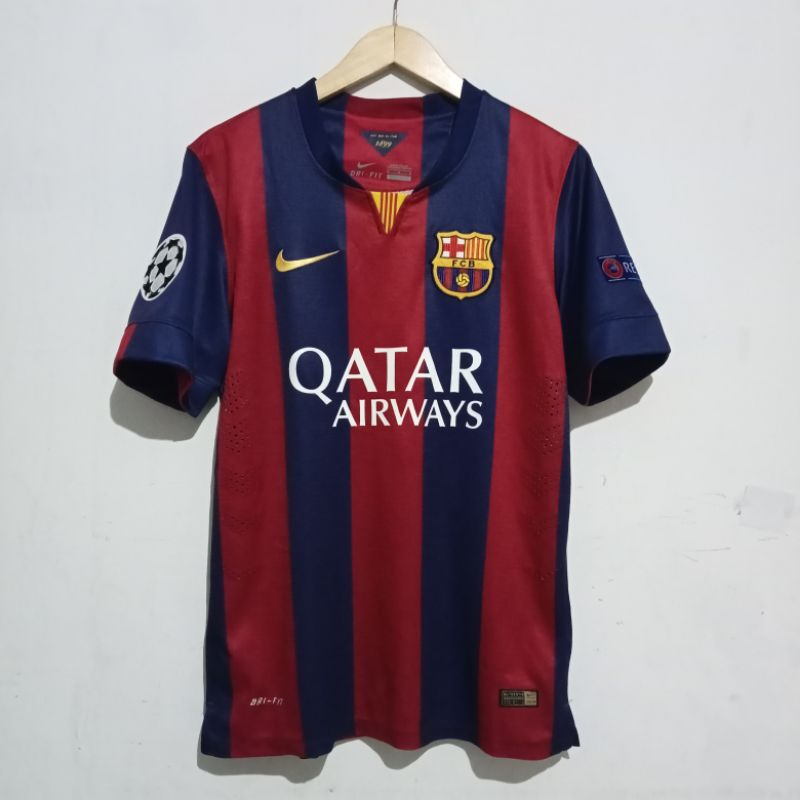 Jersey Player Issue Barcelona Home 2014/2015 Nameset Messi Full Patch Champions League Jersey Barcel