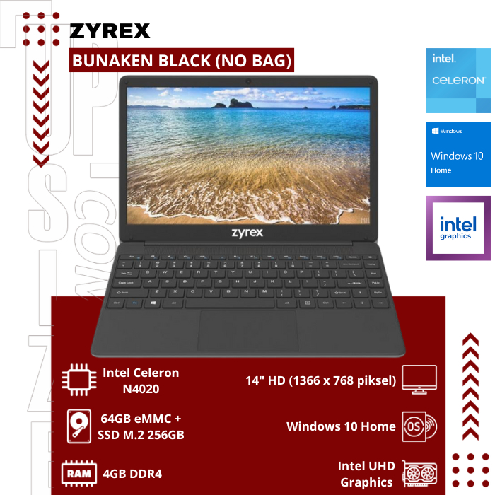 Zyrex Bunaken G Black Laptop N4020