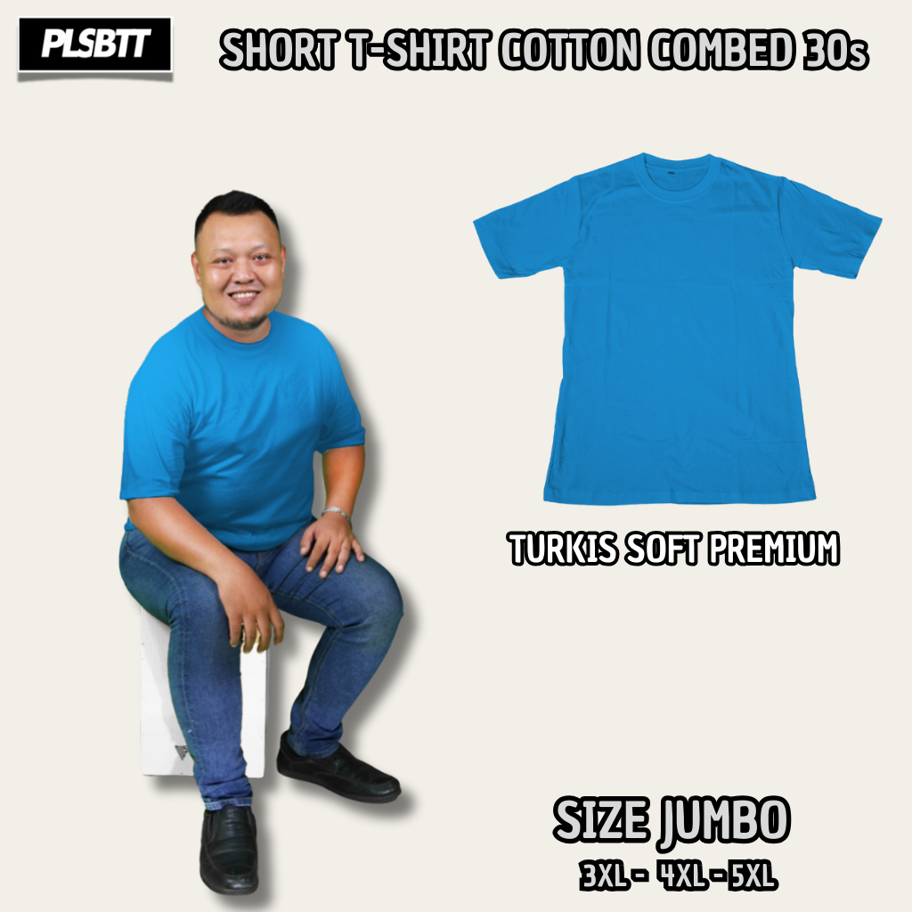 Polos Bett - Kaos Polos Lengan Pendek Cotton Combed 30s Pria & Wanita Biru Turkish Soft Premium Jumb
