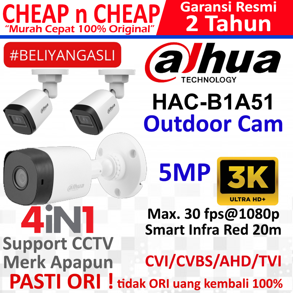 Dahua HAC-B1A51P 5MP 3K Outdoor - Kamera CCTV Analog Dahua Cooper