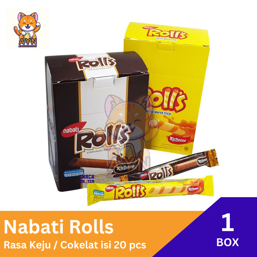 

Nabati Rolls Richeese / Richoco 8 gr [ 1 box isi 20 pcs ]