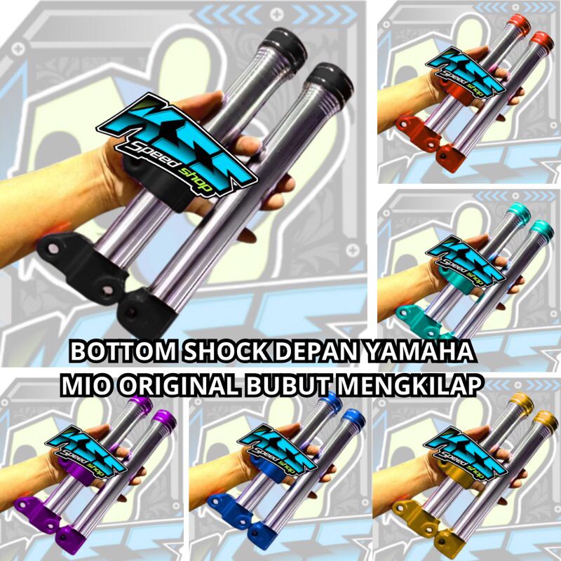 Bottom shock depan yamaha mio original custom bubut mengkilap warna motif garis bahan original