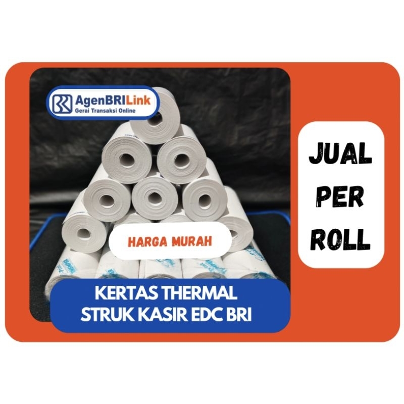 KERTAS THERMAL STRUK BRILink, Struk Bukti transfer BRILink LOGO BRI 57mm x 30mm (Themper)
