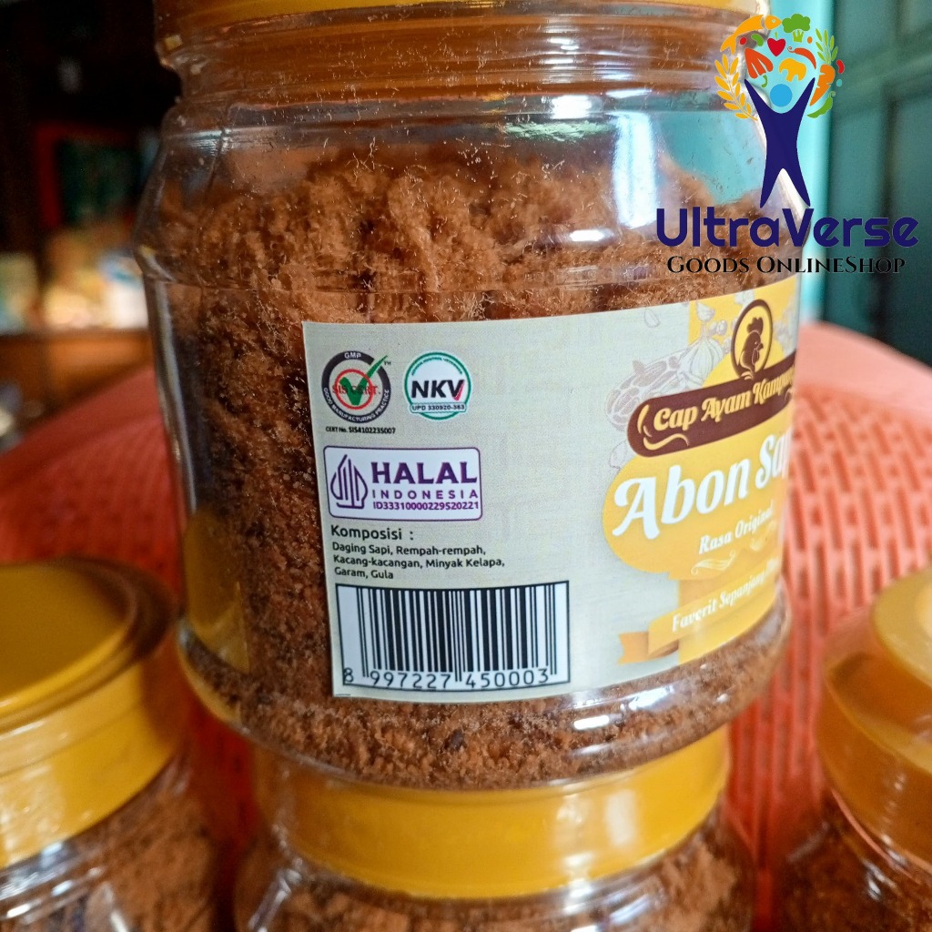 

wiw Abon Sapi cap Ayam Kampung toples 200 gr HALAL Abon Sapi Asli Enak Premium