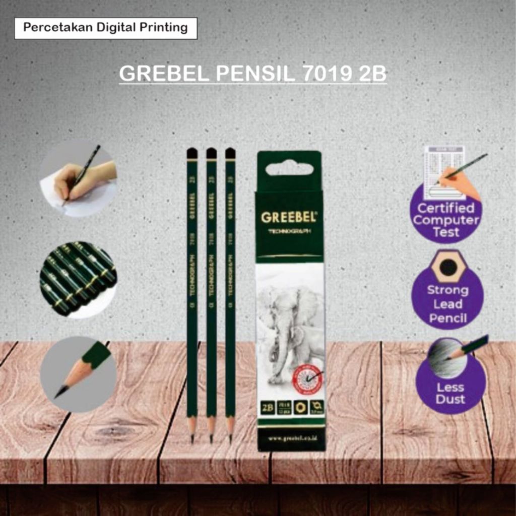 

GREBEL PENSIL 7019 2B / PENSIL 2B / PENSIL 2B GREEBEL / PENCIL GREEBEL / ATK / ALANT TULIS KANTOR / PERLENGKAPAN SEKOLAH / PERALATAN SEKOLAH / ATK