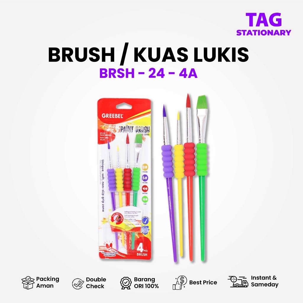 

GREEBEL Kuas Lukis / Brush Paint Set BRSH-24-4A / Kuas Melukis Timur Agung Grosir