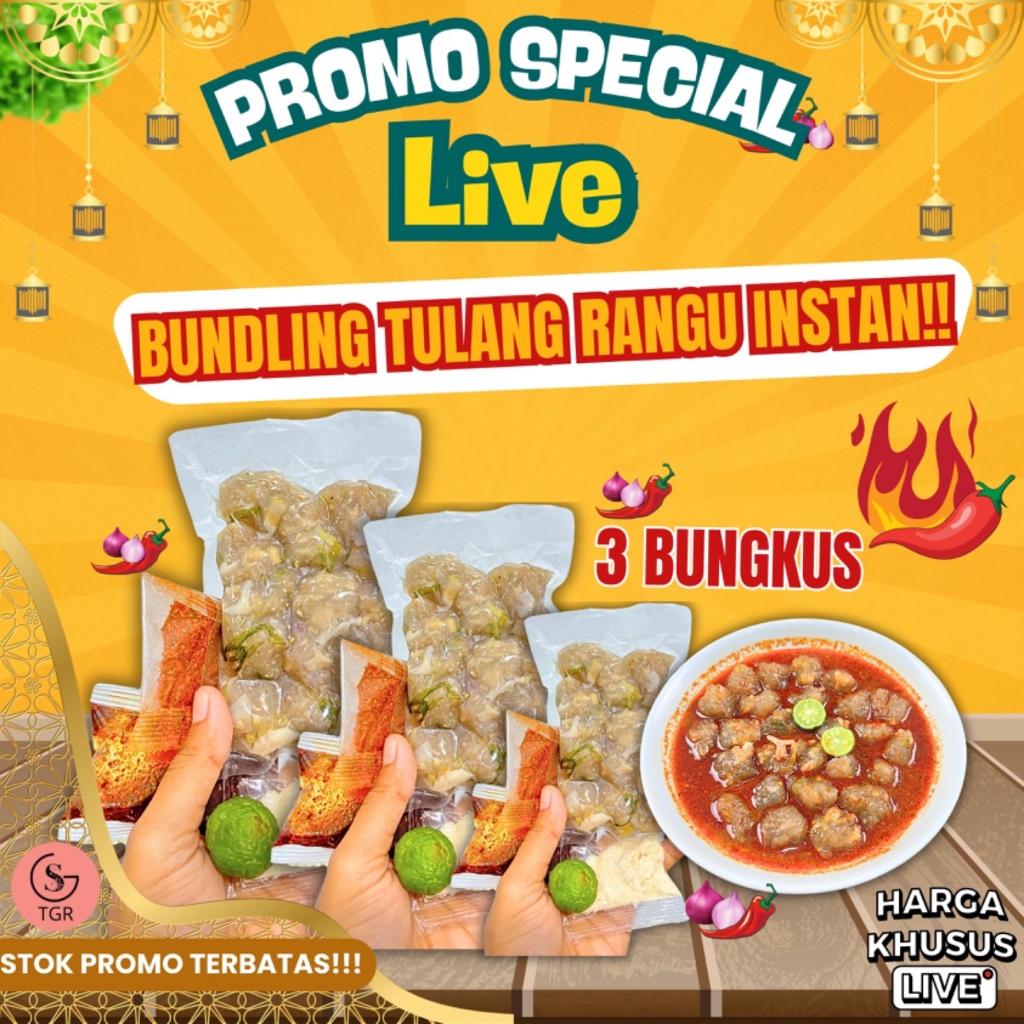 

[ SPECIAL LIVE 4.4] BUNDLING 3 BUNGKUS BASO ACI TULANG RANGU INSTAN CHILLI OIL BUMBU CABE KUAH KALDU