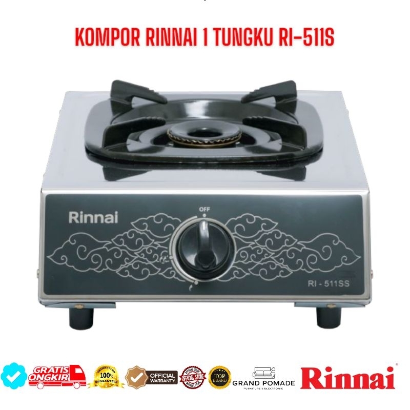 KOMPOR RINNAI RI-511SS / KOMPOR 1 TUNGKU RINNAI RI511SS / KOMPOR RINNAI 1 TUNGKU RI511SS