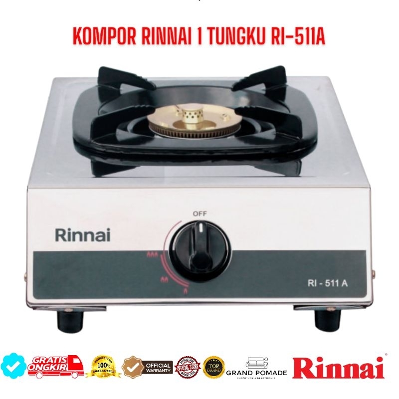 KOMPOR RINNAI RI-511A / KOMPOR 1 TUNGKU RINNAI RI511A / KOMPOR RINNAI 1 TUNGKU RI511A
