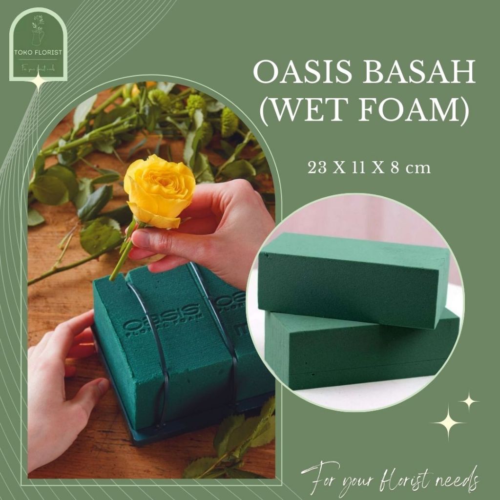 GROSIR OASIS FLoral Foam BASAH 23cm x 11cm x 8cm isi 20pcs