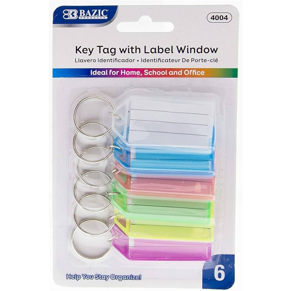 Bazic Key Tag With Label Window/ Gantungan Kunci Isi 6 Pcs