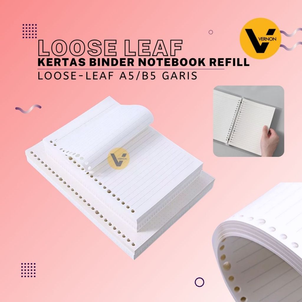 

Loose Leaf Kertas Binder Isi Ulang Kertas A5 / B5 Isi Ulang Kertas Binder Bergaris Isi 60 Lembar