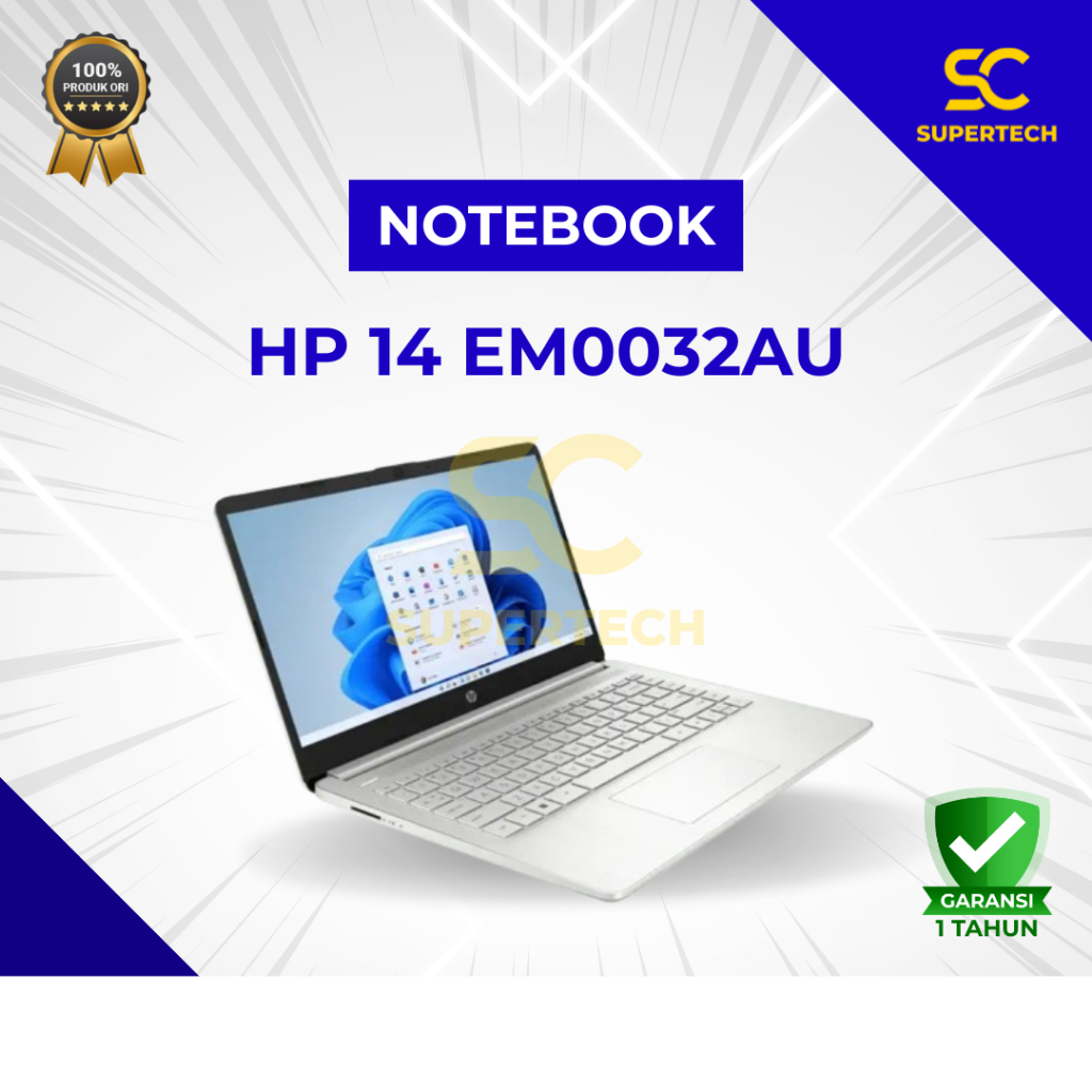NOTEBOOK HP 14 EM0032AU EM0033AU RYZEN 3 7320/8GB/512SSD/W11+OHS/14FHD RESMI