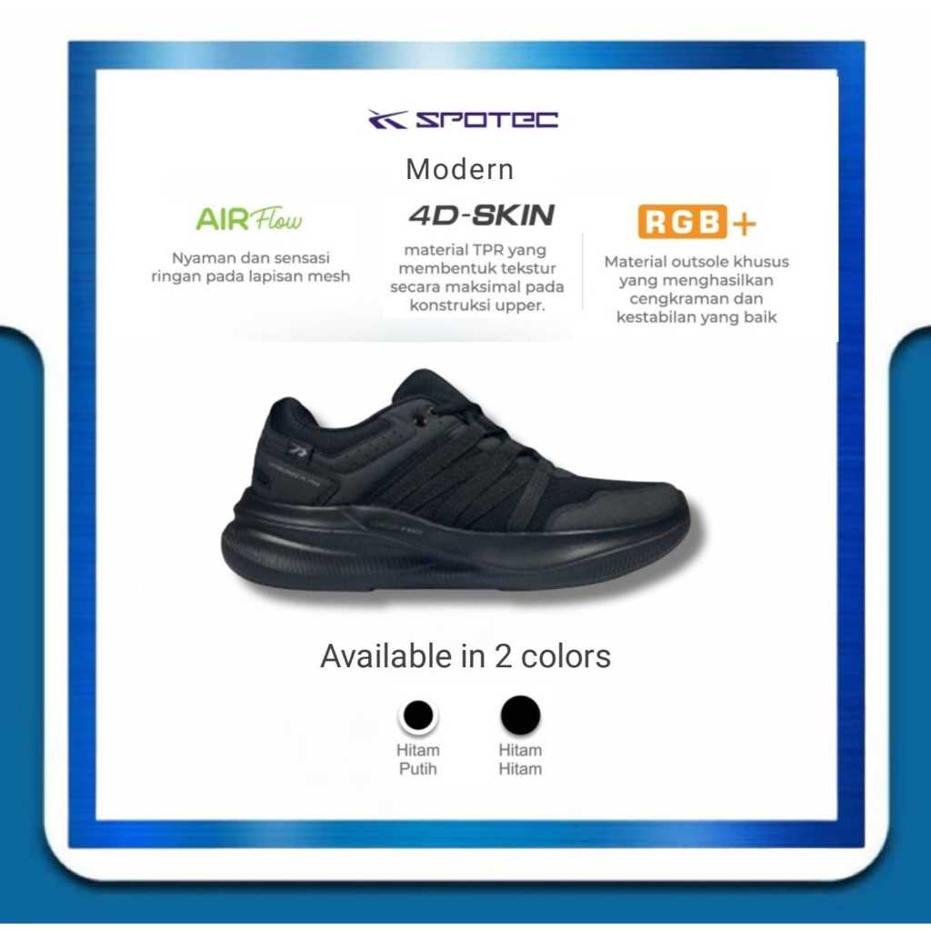 SPOTEC Sepatu Student Modern Hitam - Hitam