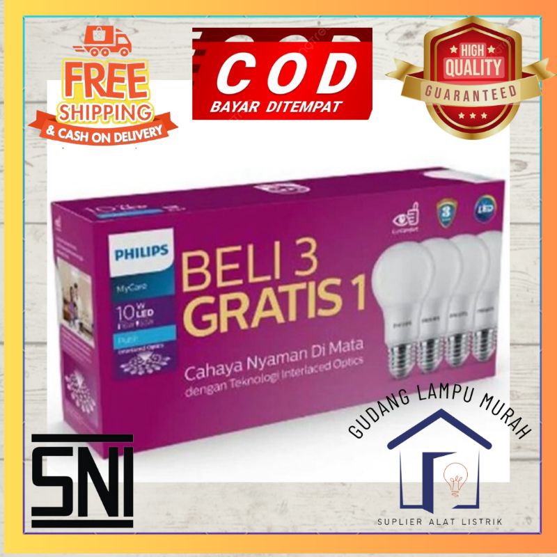 Philips Led Paket 3 Gratis 1 10 Watt Philips My Care Bulp Paketan Led paket Philips 3 Gratis 1 Paket