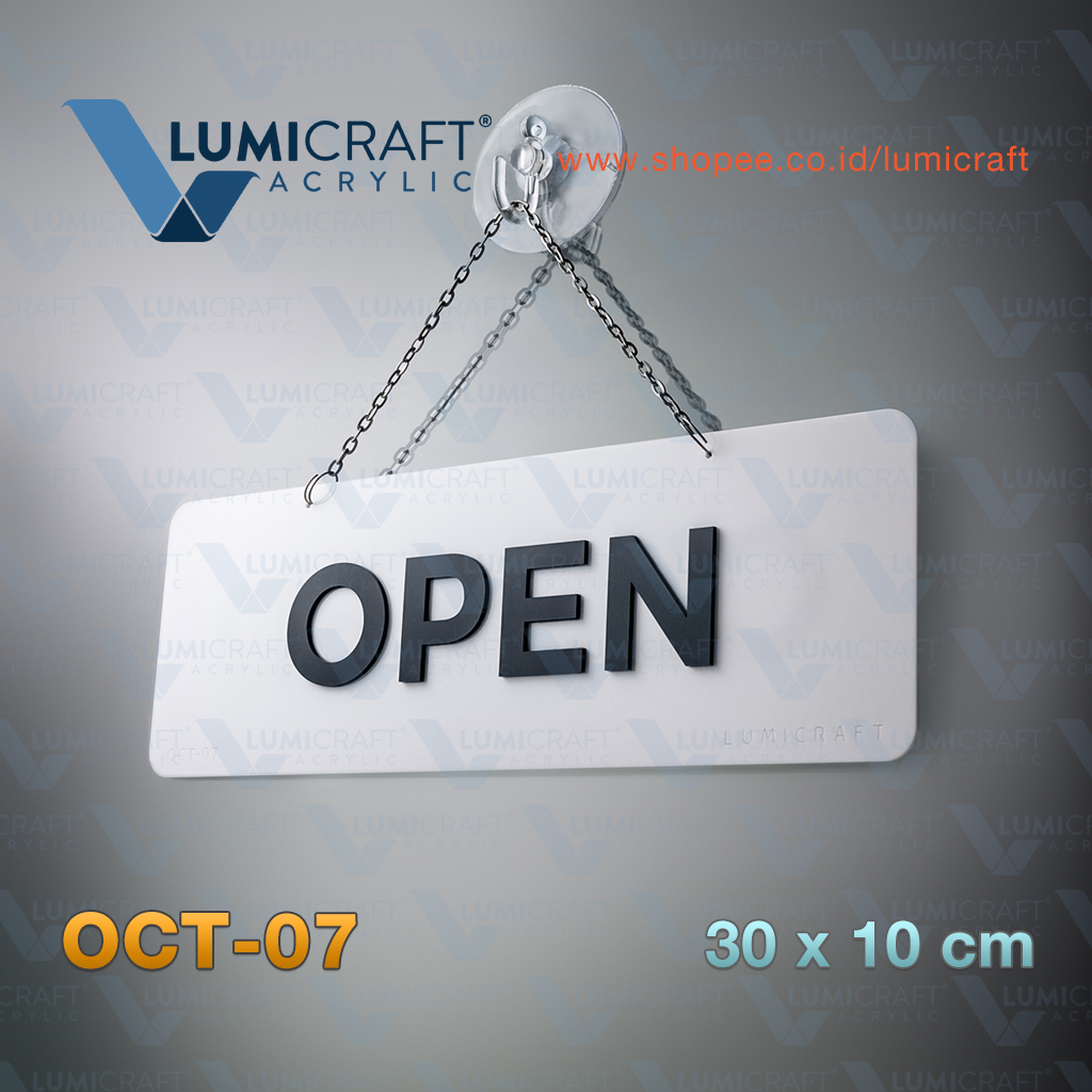 Open Closed Sign Acrylic Gantung Minimalis 3D Buka Tutup Akrilik Huruf Timbul Tipe Hitam Putih 30 x 